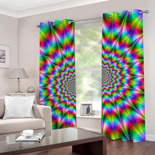 Spiky Psychedelic Optical Illusion Grommet Curtains
