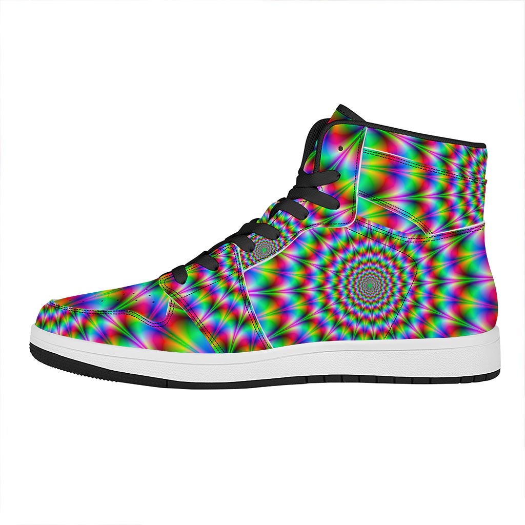 Spiky Psychedelic Optical Illusion High Top Leather Sneakers