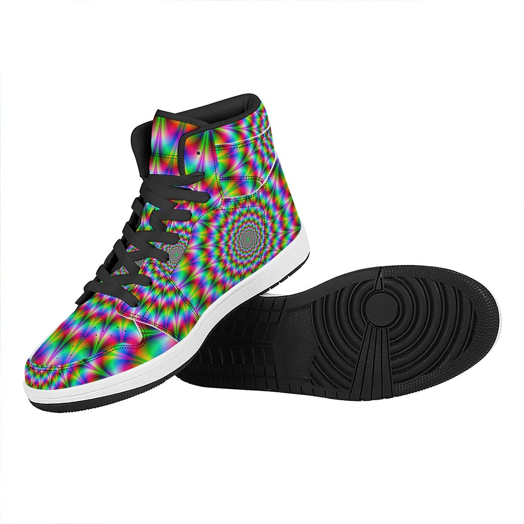 Spiky Psychedelic Optical Illusion High Top Leather Sneakers
