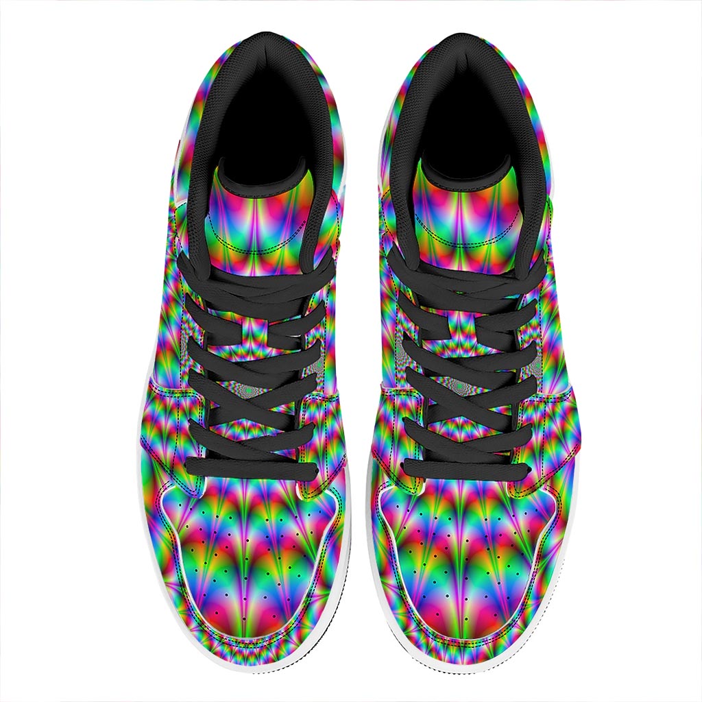 Spiky Psychedelic Optical Illusion High Top Leather Sneakers