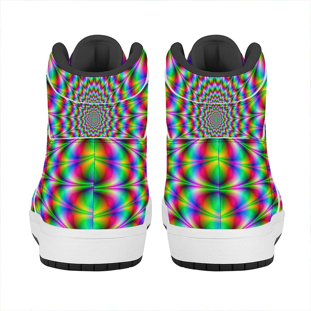 Spiky Psychedelic Optical Illusion High Top Leather Sneakers