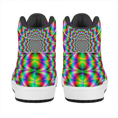 Spiky Psychedelic Optical Illusion High Top Leather Sneakers