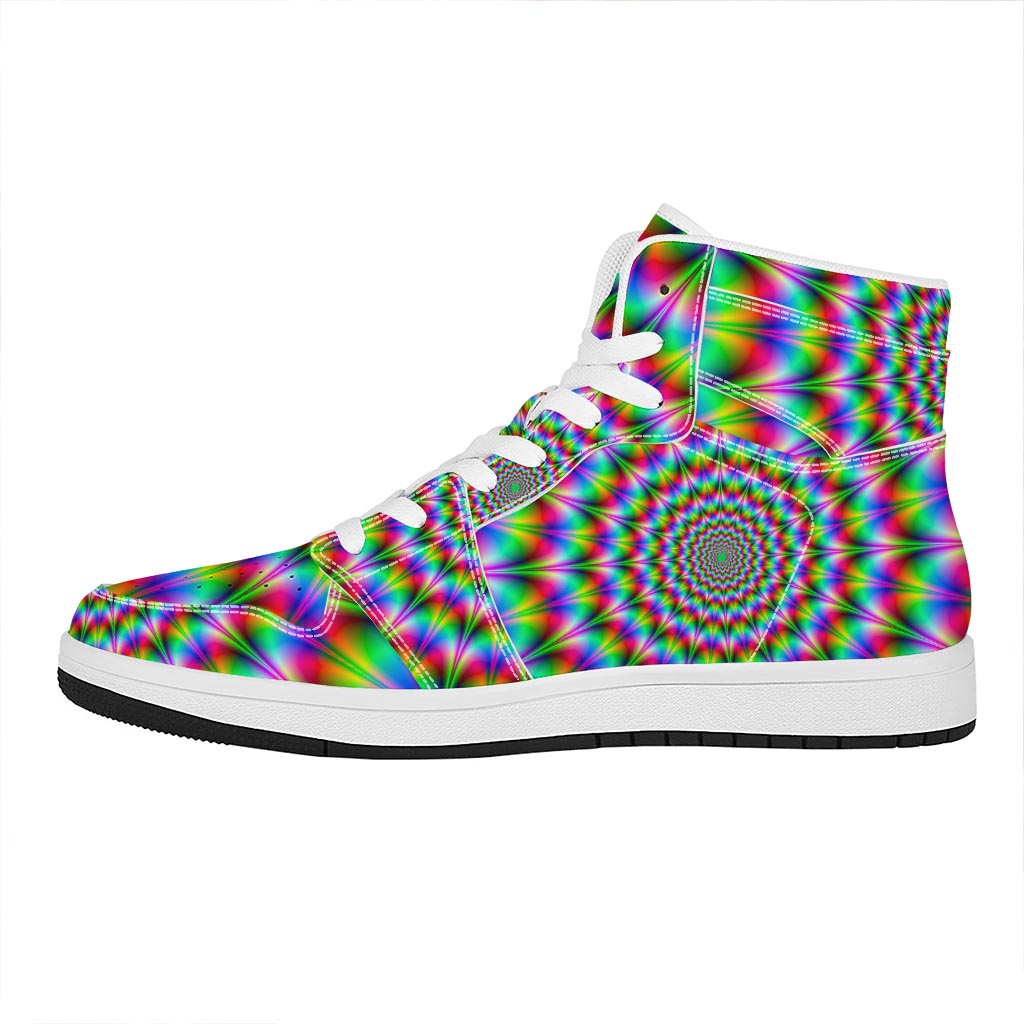 Spiky Psychedelic Optical Illusion High Top Leather Sneakers