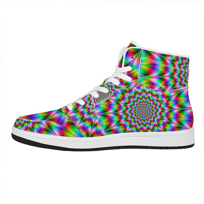 Spiky Psychedelic Optical Illusion High Top Leather Sneakers