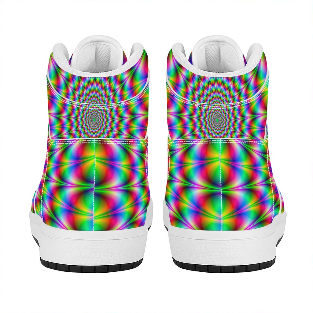 Spiky Psychedelic Optical Illusion High Top Leather Sneakers