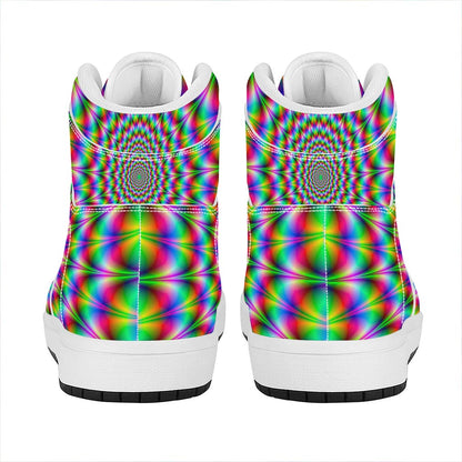 Spiky Psychedelic Optical Illusion High Top Leather Sneakers