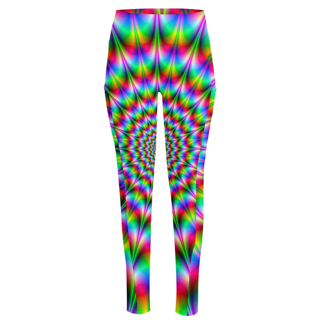 Spiky Psychedelic Optical Illusion High-Waisted Pocket Leggings