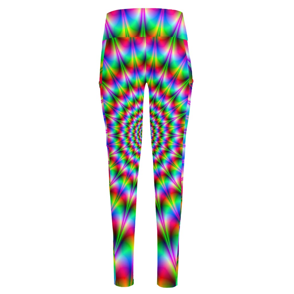 Spiky Psychedelic Optical Illusion High-Waisted Pocket Leggings