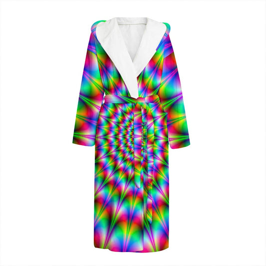 Spiky Psychedelic Optical Illusion Hooded Bathrobe