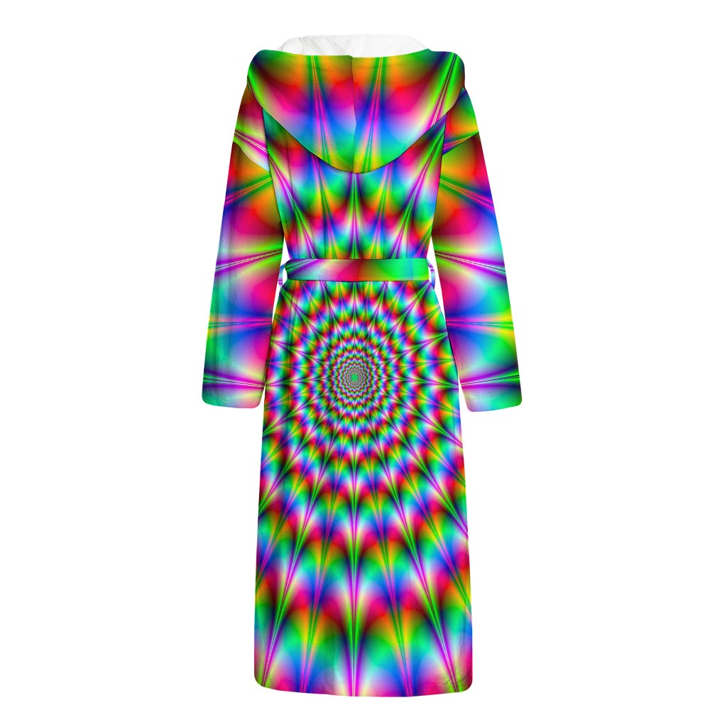 Spiky Psychedelic Optical Illusion Hooded Bathrobe