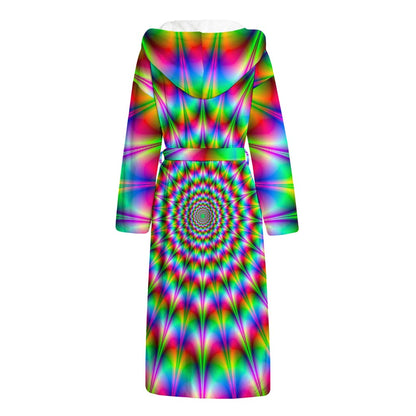 Spiky Psychedelic Optical Illusion Hooded Bathrobe