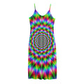 Spiky Psychedelic Optical Illusion Jersey Midi Cami Dress
