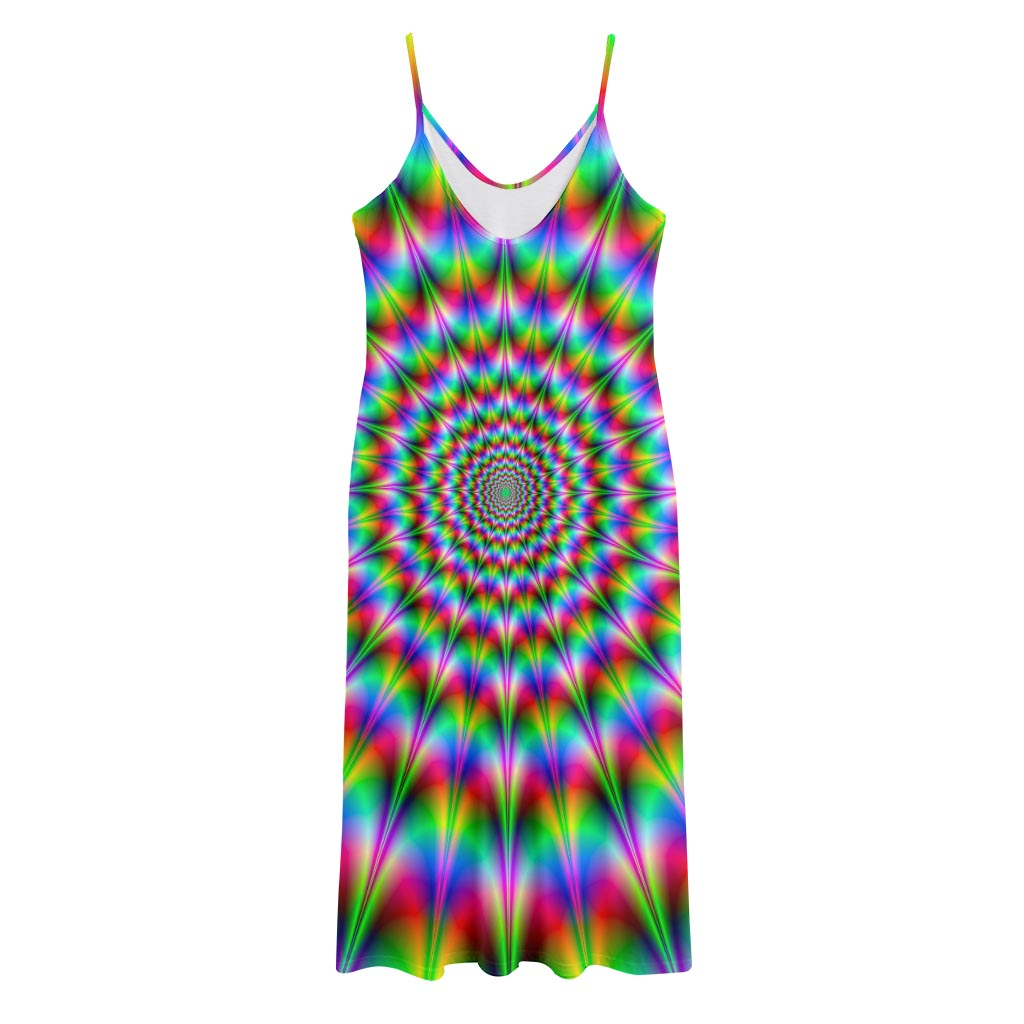 Spiky Psychedelic Optical Illusion Jersey Midi Cami Dress