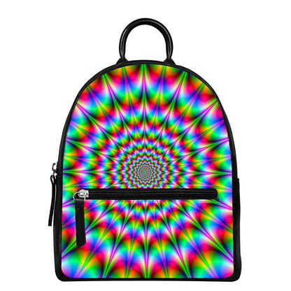 Spiky Psychedelic Optical Illusion Leather Backpack