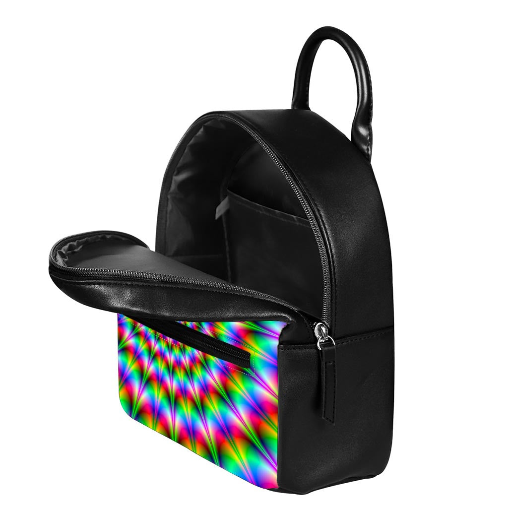 Spiky Psychedelic Optical Illusion Leather Backpack