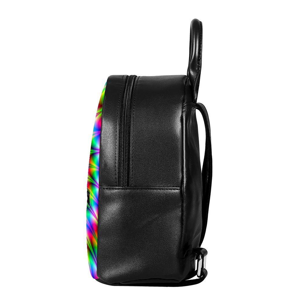 Spiky Psychedelic Optical Illusion Leather Backpack