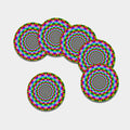 Spiky Psychedelic Optical Illusion Leather Coaster Set