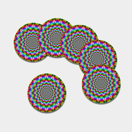 Spiky Psychedelic Optical Illusion Leather Coaster Set