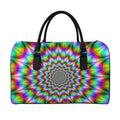 Spiky Psychedelic Optical Illusion Leather Duffel Bag