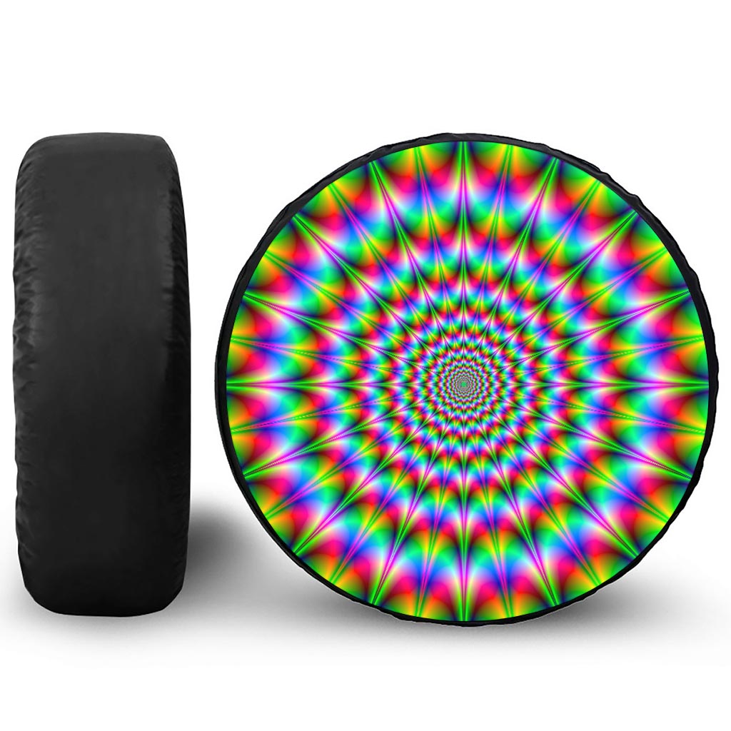 Spiky Psychedelic Optical Illusion Leather Spare Tire Cover