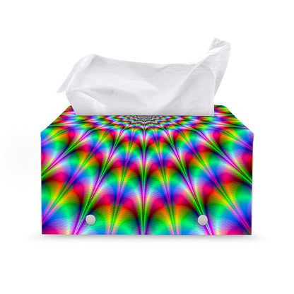Spiky Psychedelic Optical Illusion Leather Tissue Box Cover