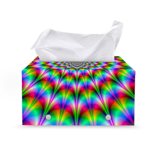 Spiky Psychedelic Optical Illusion Leather Tissue Box Cover