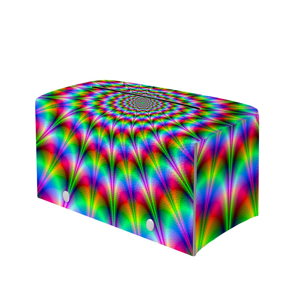 Spiky Psychedelic Optical Illusion Leather Tissue Box Cover