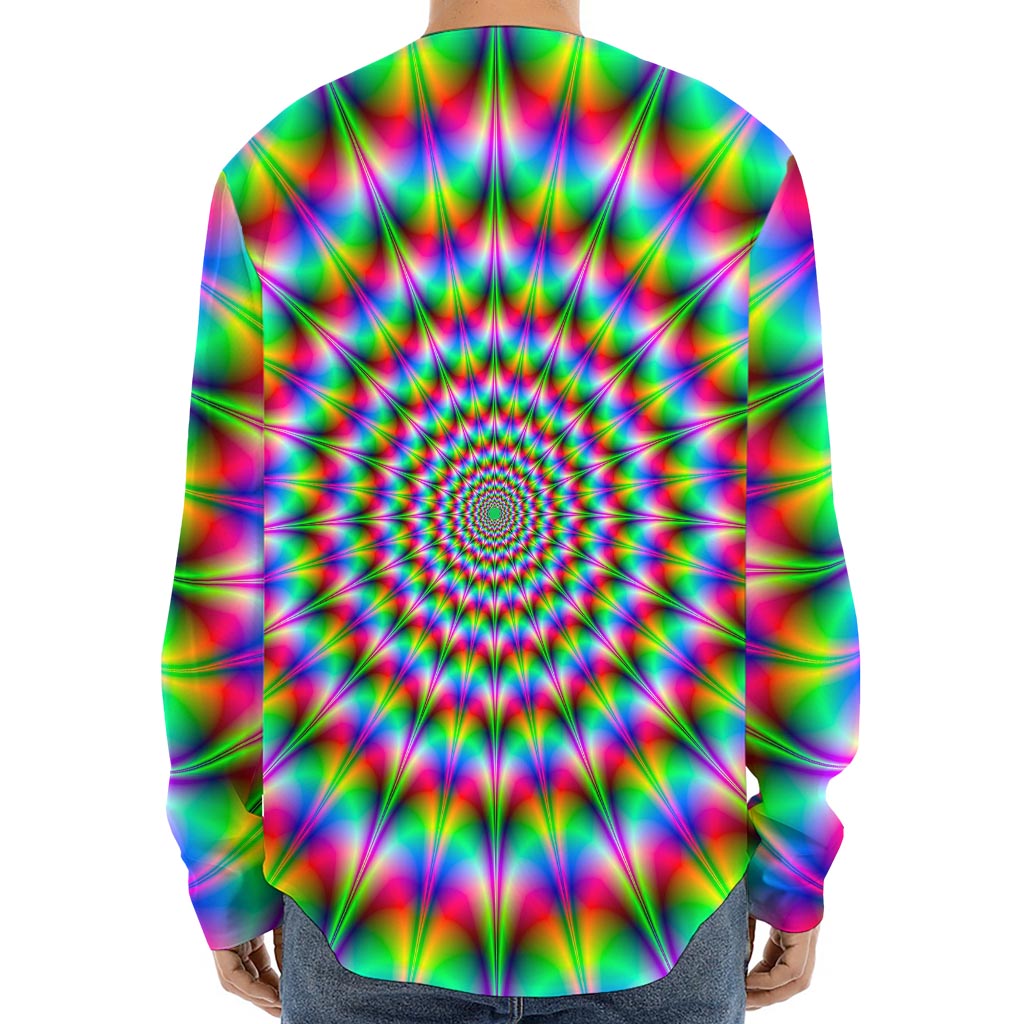 Spiky Psychedelic Optical Illusion Long Sleeve Baseball Jersey