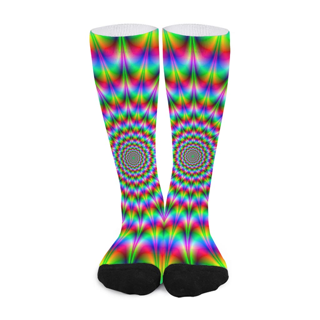 Spiky Psychedelic Optical Illusion Long Socks