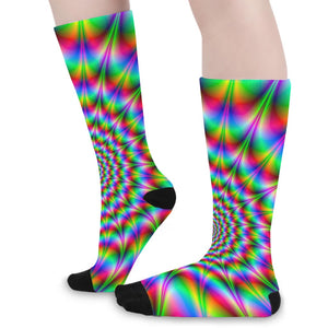 Spiky Psychedelic Optical Illusion Long Socks