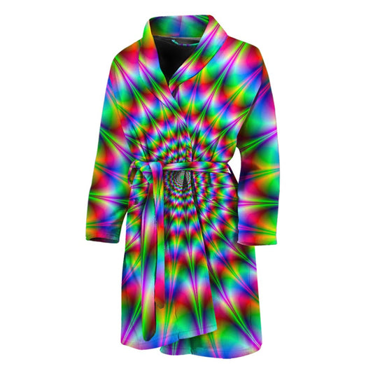 Spiky Psychedelic Optical Illusion Men's Bathrobe
