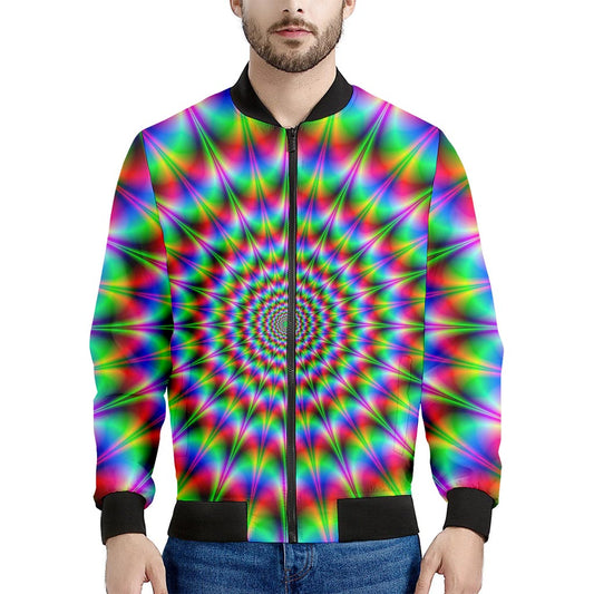 Spiky Psychedelic Optical Illusion Men's Bomber Jacket