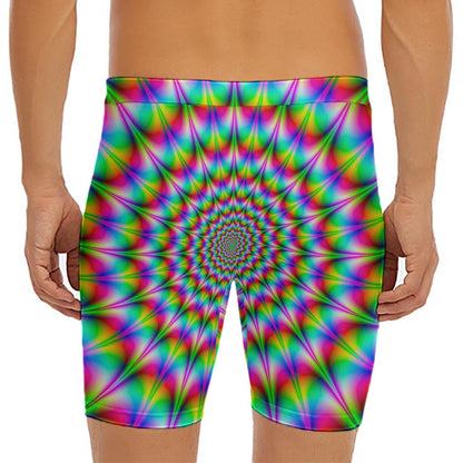 Spiky Psychedelic Optical Illusion Men's Long Boxer Briefs