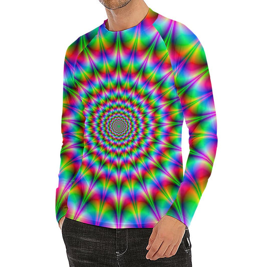 Spiky Psychedelic Optical Illusion Men's Long Sleeve Rash Guard