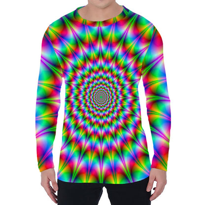 Spiky Psychedelic Optical Illusion Men's Long Sleeve T-Shirt