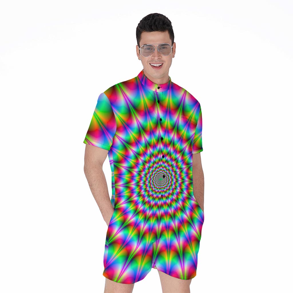 Spiky Psychedelic Optical Illusion Men's Rompers