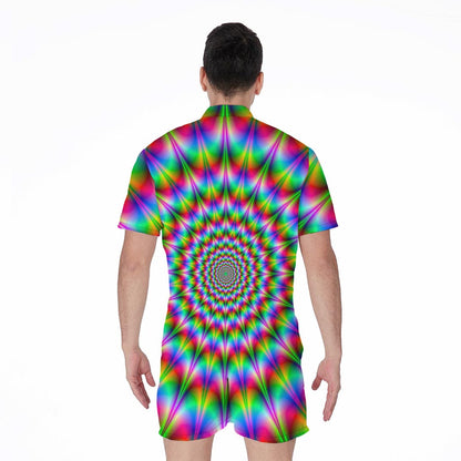 Spiky Psychedelic Optical Illusion Men's Rompers