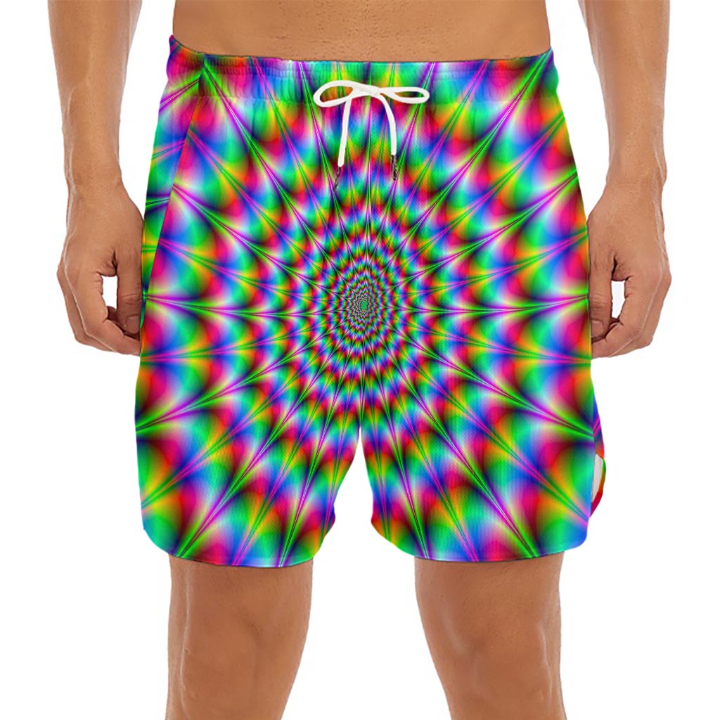 Spiky Psychedelic Optical Illusion Men's Split Running Shorts