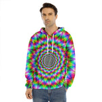 Spiky Psychedelic Optical Illusion Men's Velvet Pullover Hoodie