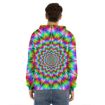 Spiky Psychedelic Optical Illusion Men's Velvet Pullover Hoodie