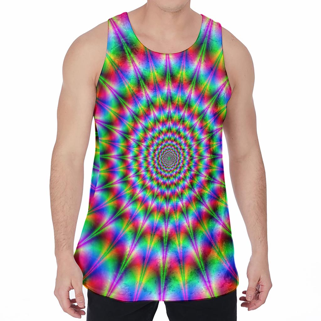 Spiky Psychedelic Optical Illusion Men's Velvet Tank Top