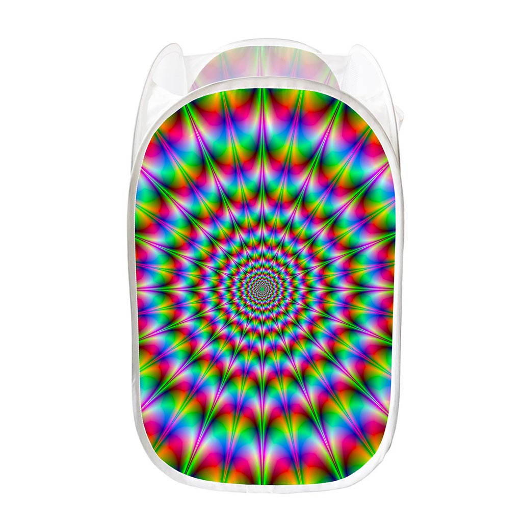 Spiky Psychedelic Optical Illusion Mesh Laundry Hamper