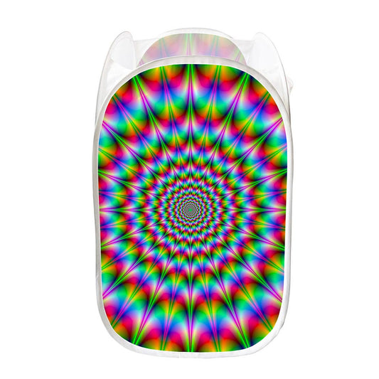 Spiky Psychedelic Optical Illusion Mesh Laundry Hamper