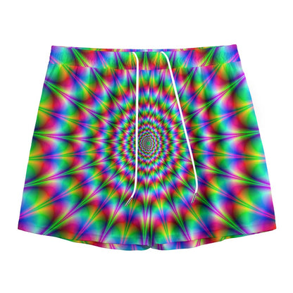 Spiky Psychedelic Optical Illusion Mesh Shorts