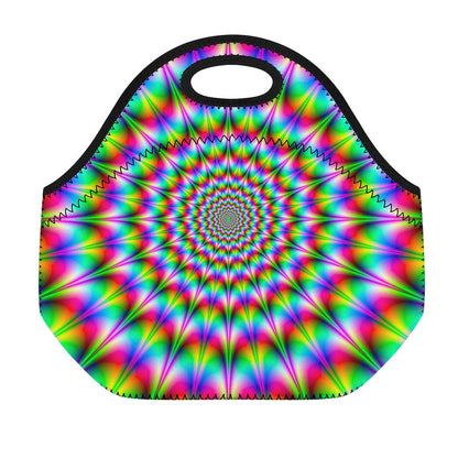 Spiky Psychedelic Optical Illusion Neoprene Lunch Bag