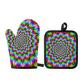 Spiky Psychedelic Optical Illusion Oven Mitt And Pot Holder Set