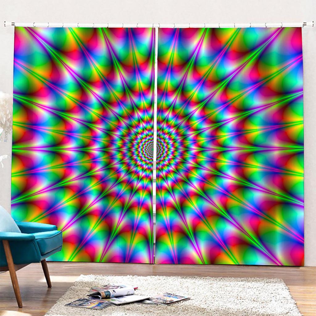 Spiky Psychedelic Optical Illusion Pencil Pleat Curtains