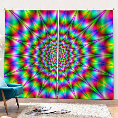 Spiky Psychedelic Optical Illusion Pencil Pleat Curtains