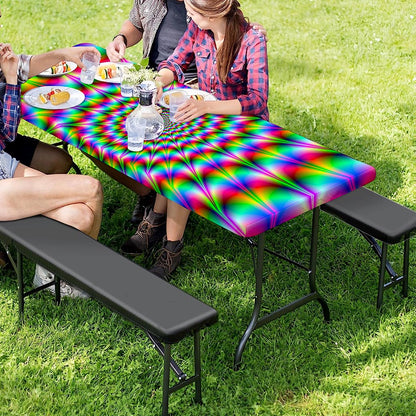 Spiky Psychedelic Optical Illusion Picnic Table Cover
