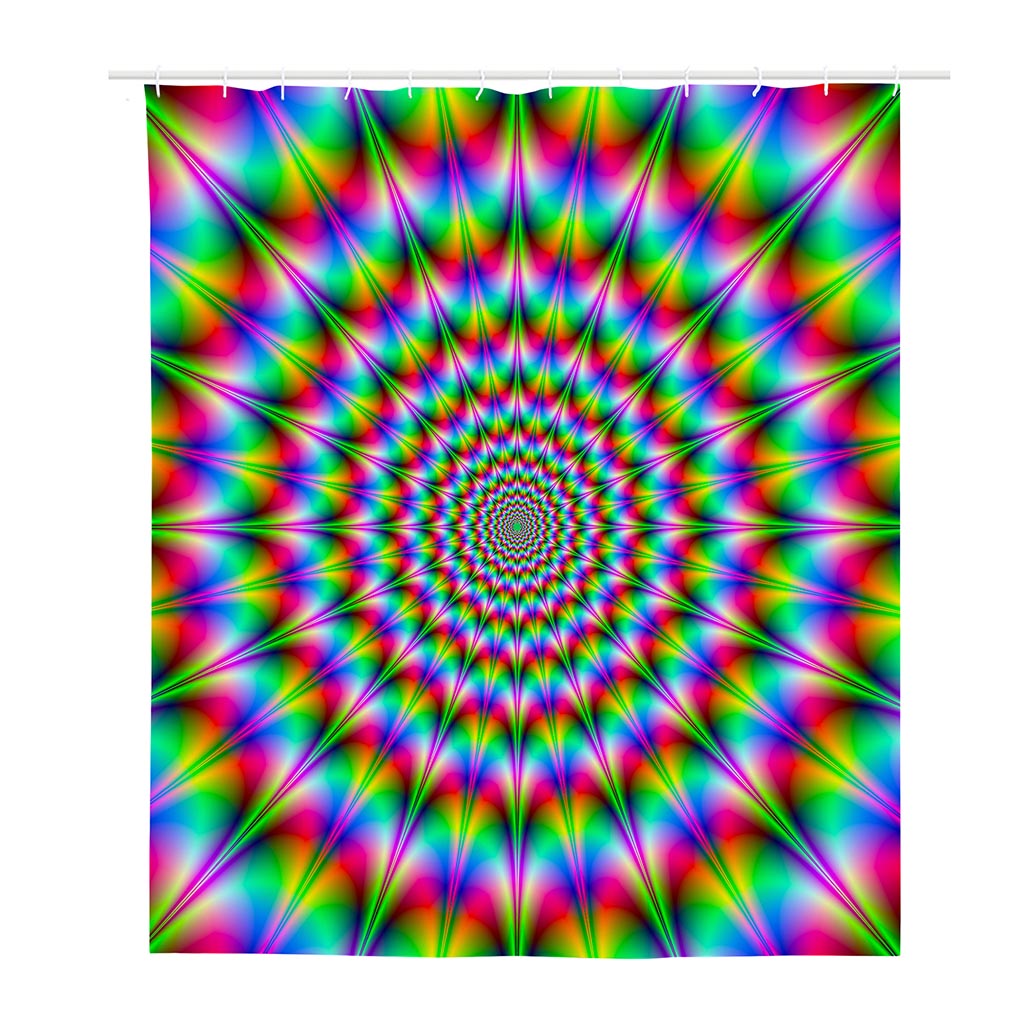 Spiky Psychedelic Optical Illusion Polyester Shower Curtain